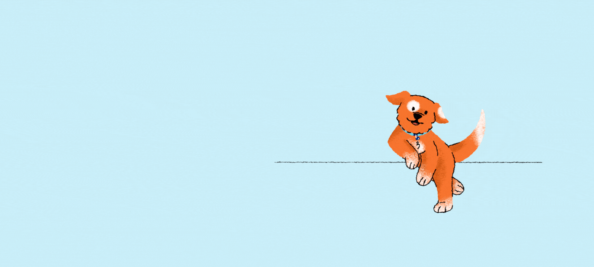ilustración de tres perros naranjas jugando