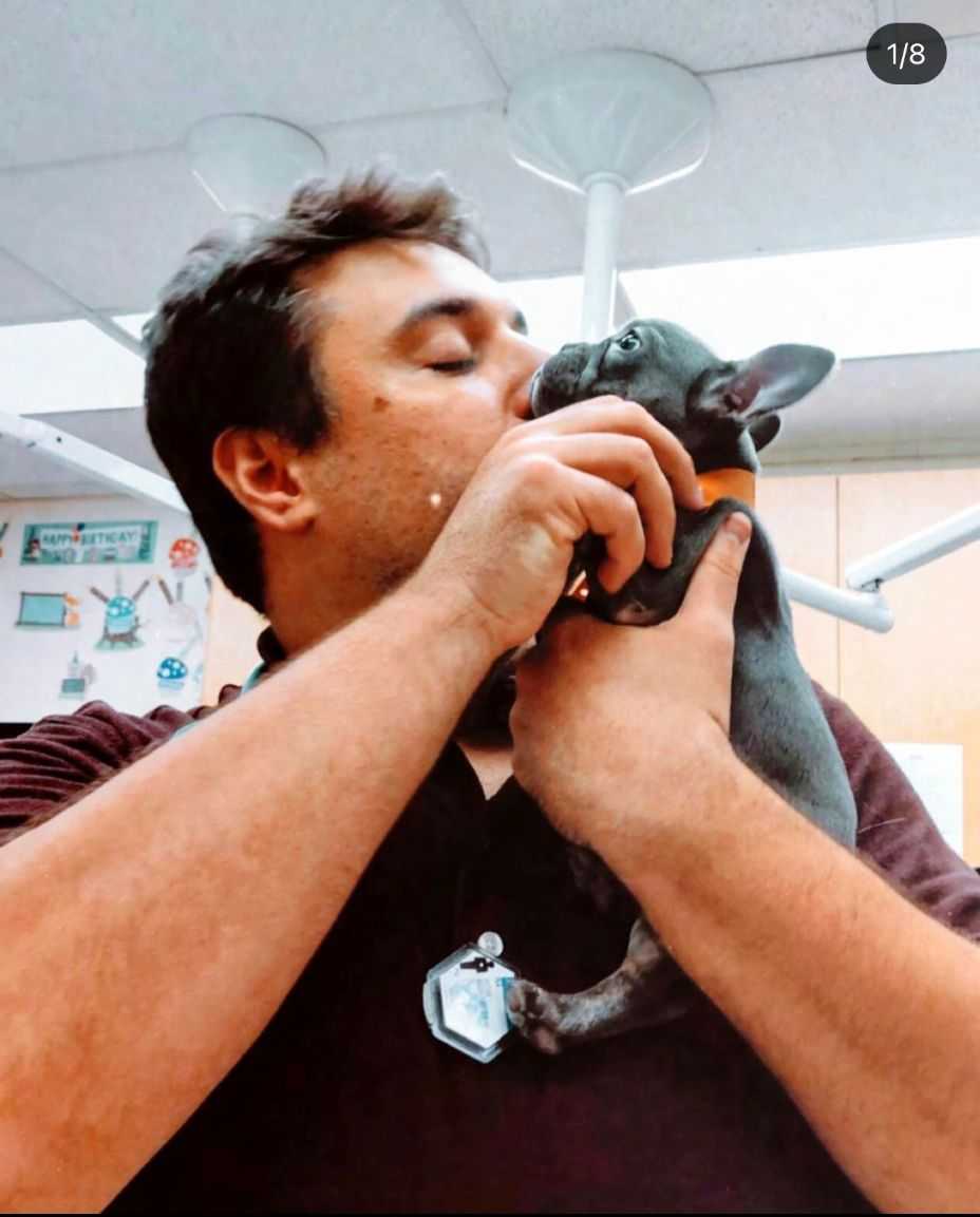 Asociado Banfield besando a un cachorro en el Banfield Pet Hospital