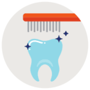 Ilustración de un cepillo de dientes cepillándose un diente