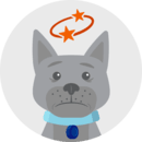 Ilustración de un perro gris confundido