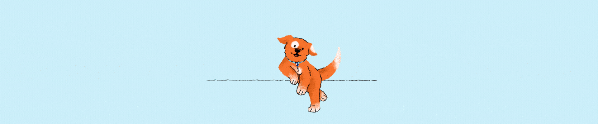 ilustración de tres perros naranjas jugando